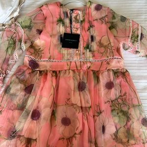 Cynthia Rowley, peach organza dress with matching slip